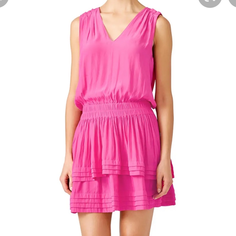 Ramy Brook Hot Pink Raquel  Sleeveless Mini Raffle Dress